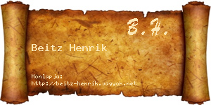 Beitz Henrik névjegykártya
